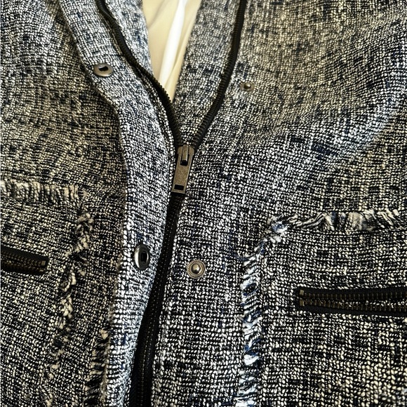 BANANA REPUBLIC ZIPPER TWEED BLAZER JACKED,FRINGE,VINTAGE EXPIRED,NEUTRAL - Picture 9 of 10